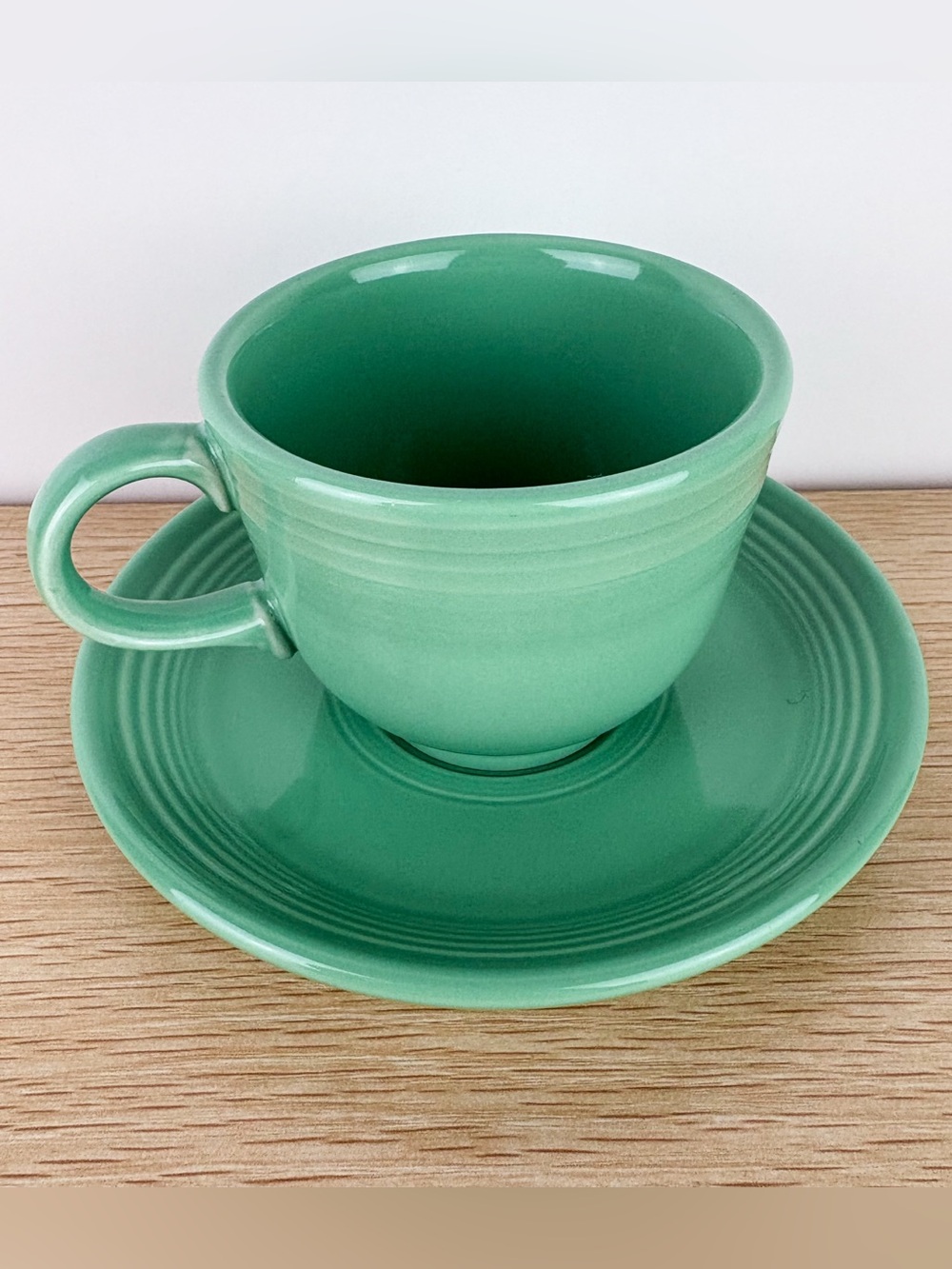 Fiestaware Seamist Retired Green Teacup Tea Cup Saucer Plate Set Fiesta Vintage